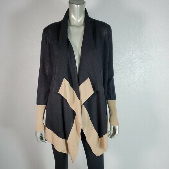 Adrianna Papell Womens Open Front Cardigan Sweater Medium Stretch Black - Picture 2 of 6